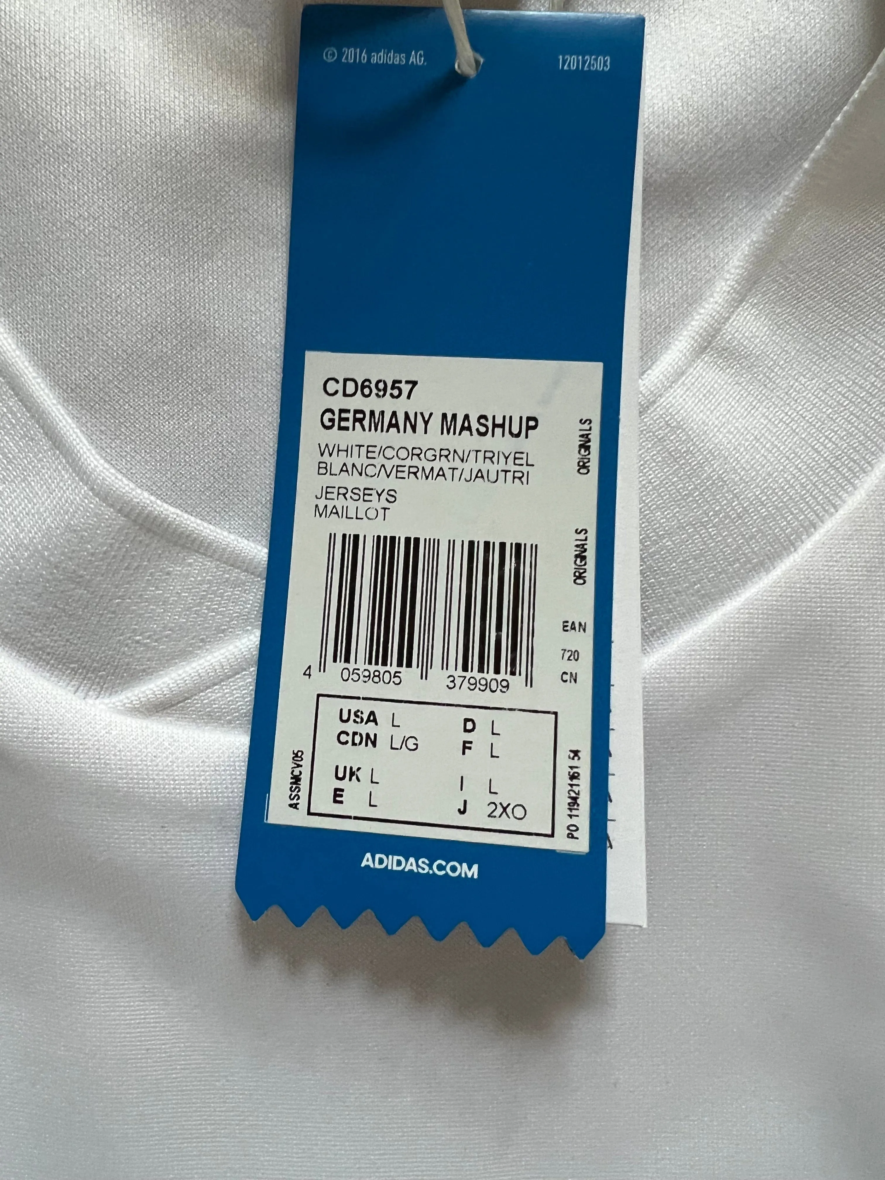 1990 Germany adidas originals mash up shirt L (BNWT)