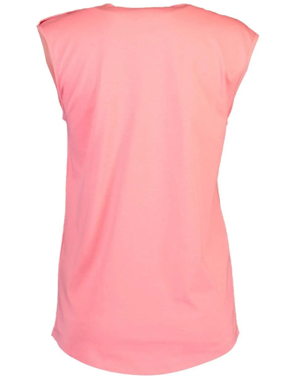 3 Button Balmain Printed Tank Top - Rose