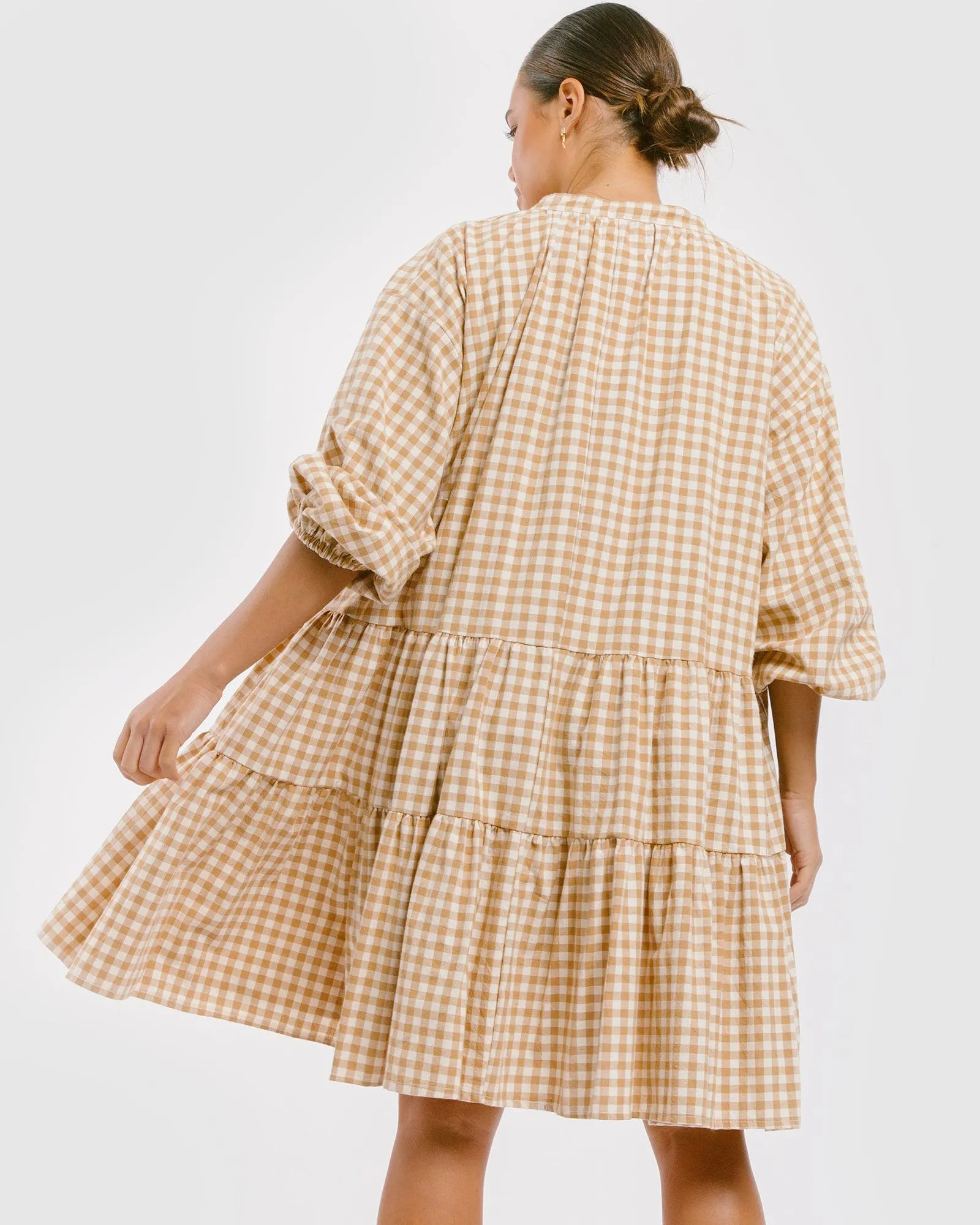 Avalon Smock Dress | Caramel Gingham