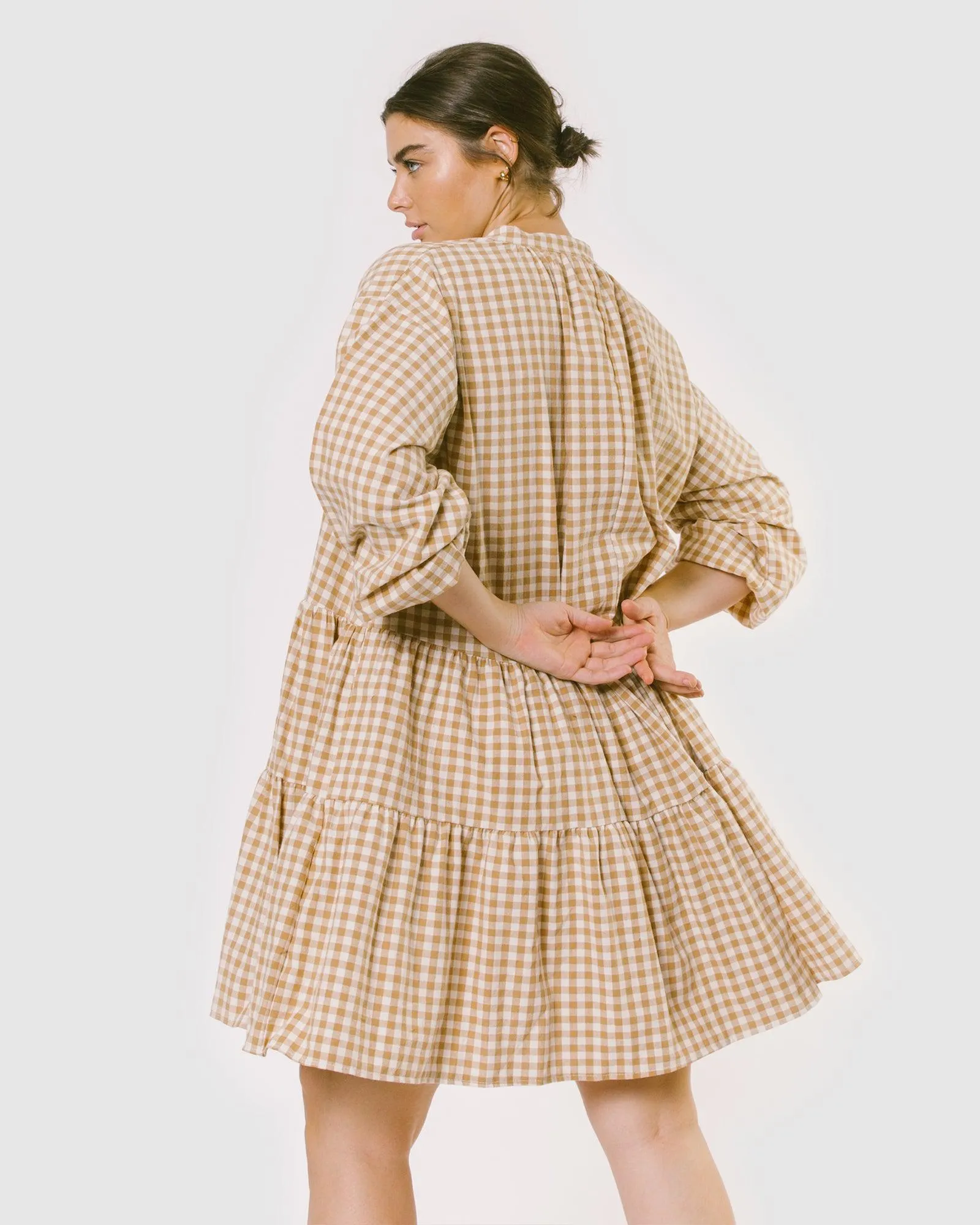 Avalon Smock Dress | Caramel Gingham