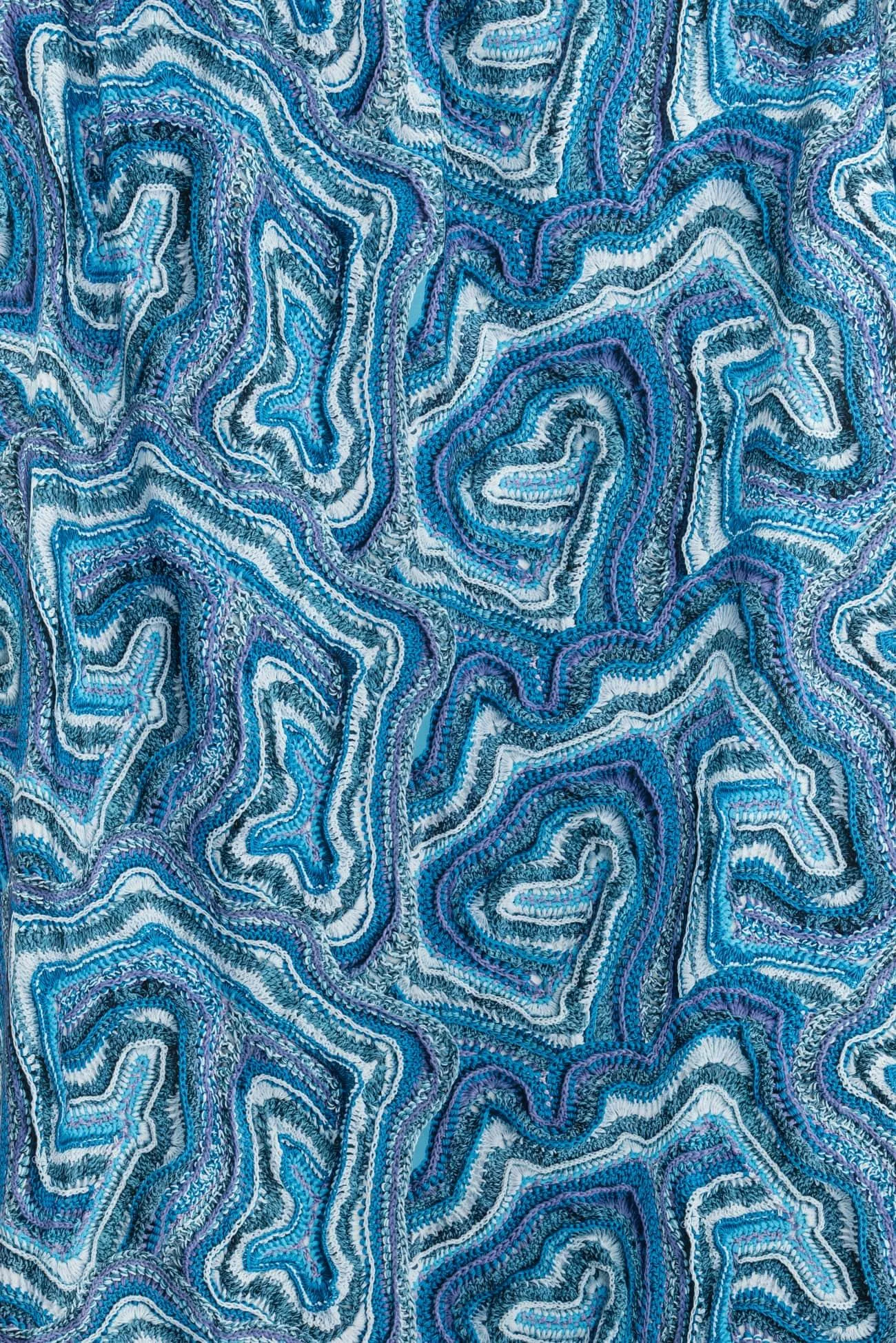 Blue Faux Crochet Japanese Cotton- (3 units) 1 ½ yards