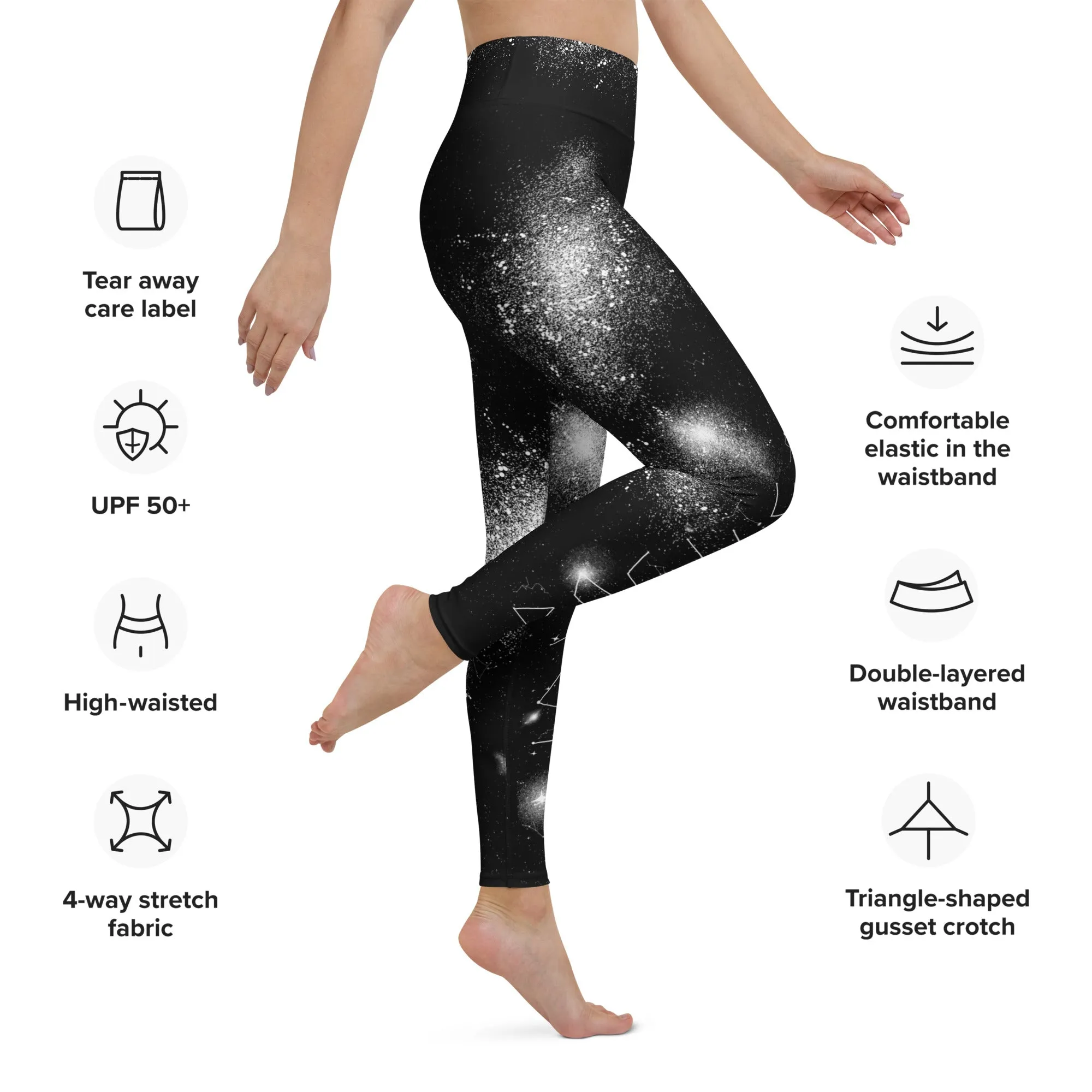 Constellation Yoga Leggings - UPF 50  Protection, Vegan Yoga Activewear, Occult Witchy Goth