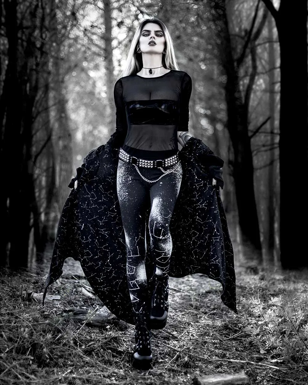 Constellation Yoga Leggings - UPF 50  Protection, Vegan Yoga Activewear, Occult Witchy Goth