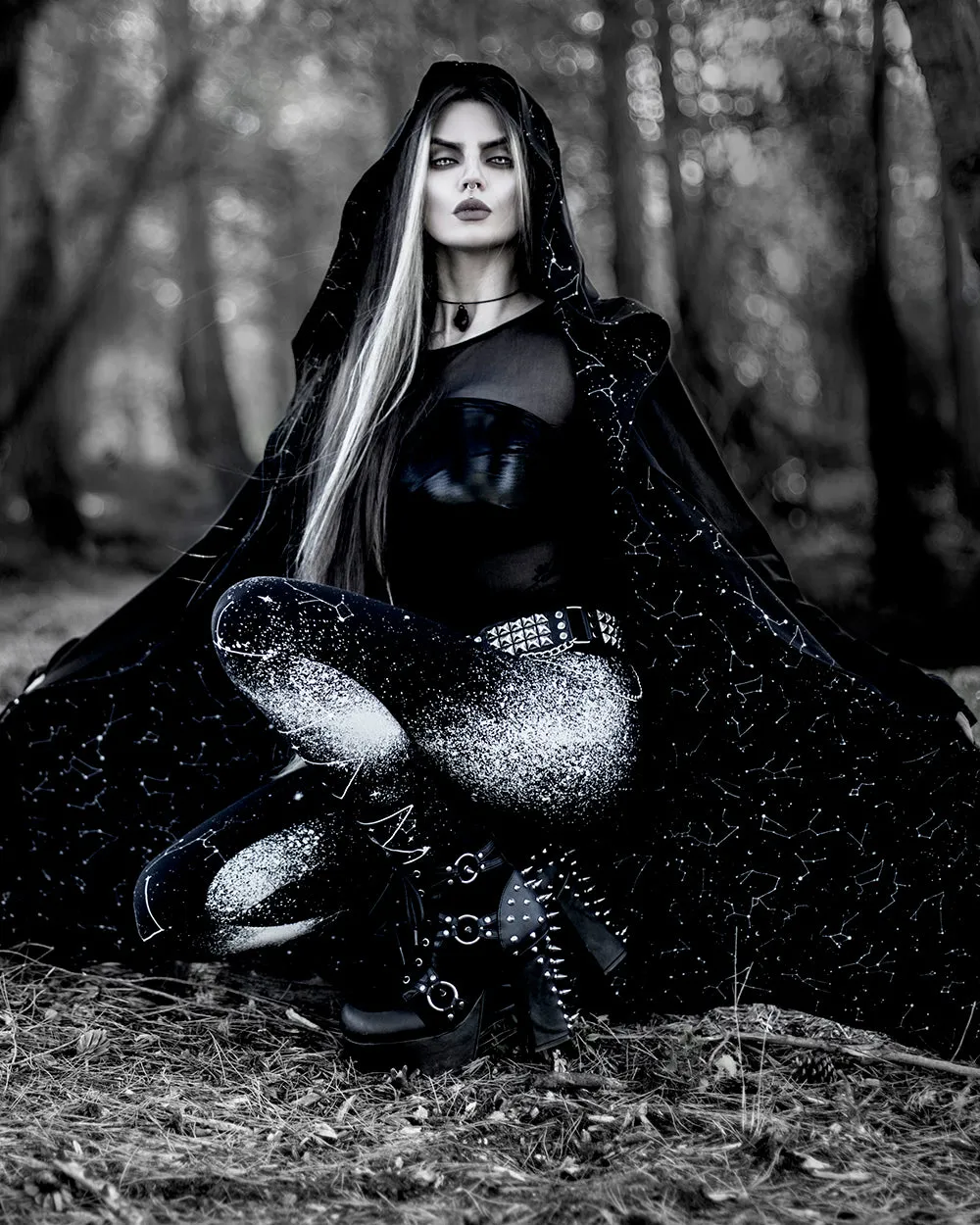 Constellation Yoga Leggings - UPF 50  Protection, Vegan Yoga Activewear, Occult Witchy Goth