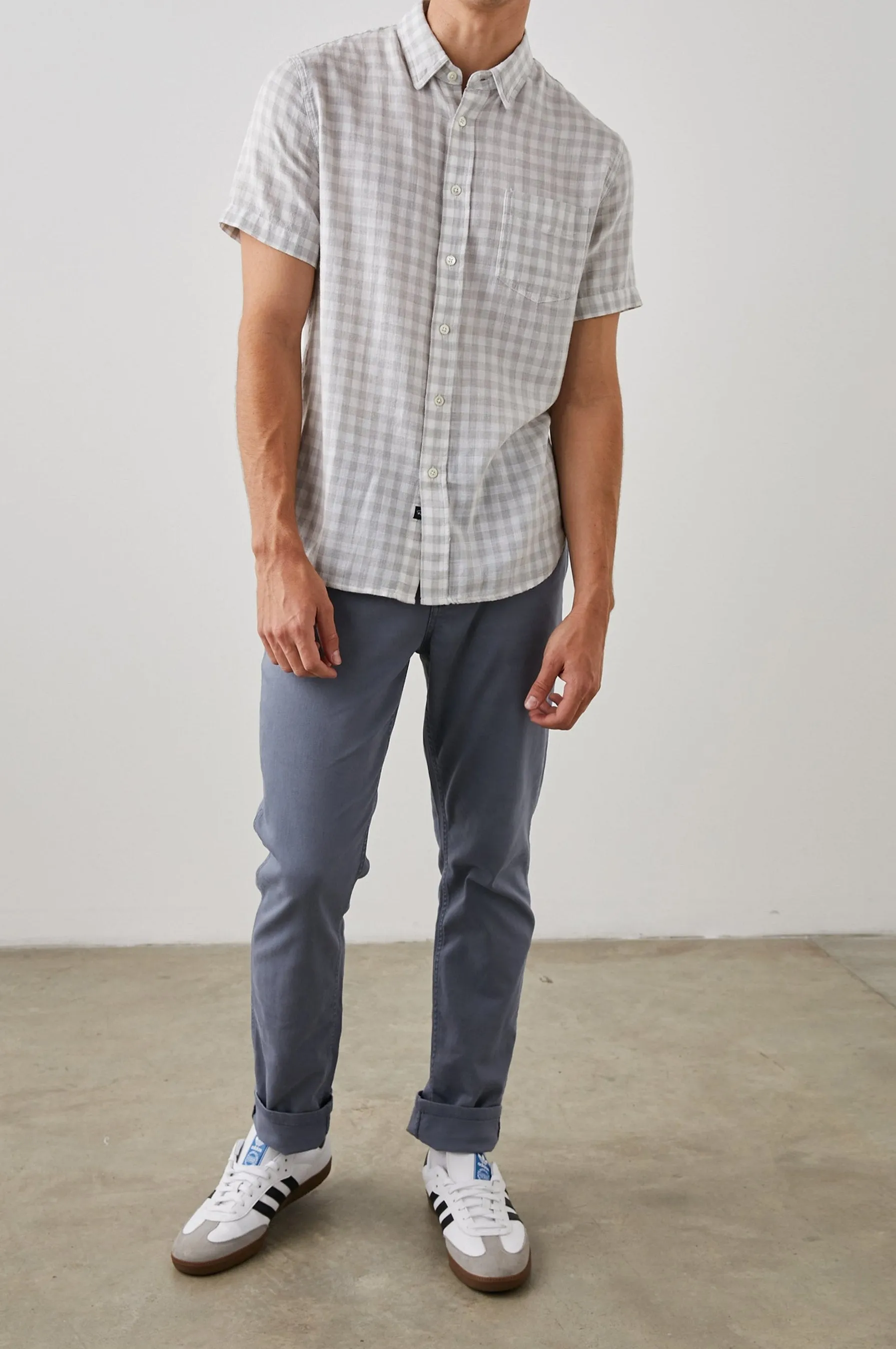 FAIRFAX SHIRT - GREY GINGHAM MELANGE