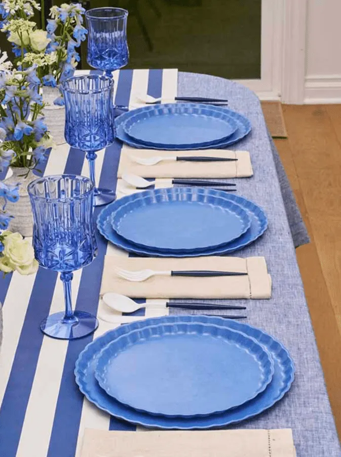 French Blue Pleated Dinner Plates
