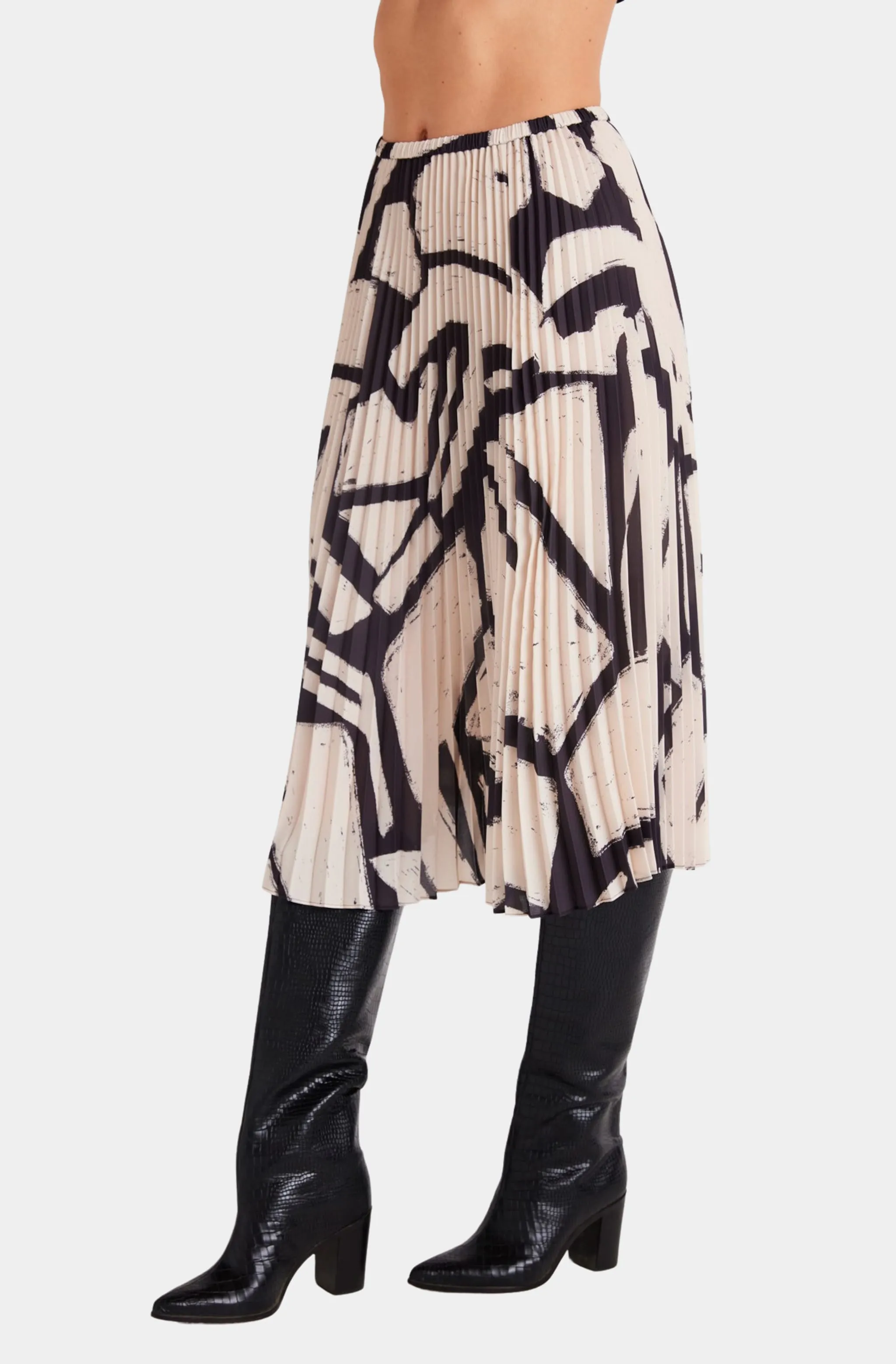 Knife Pleat Midi Skirt