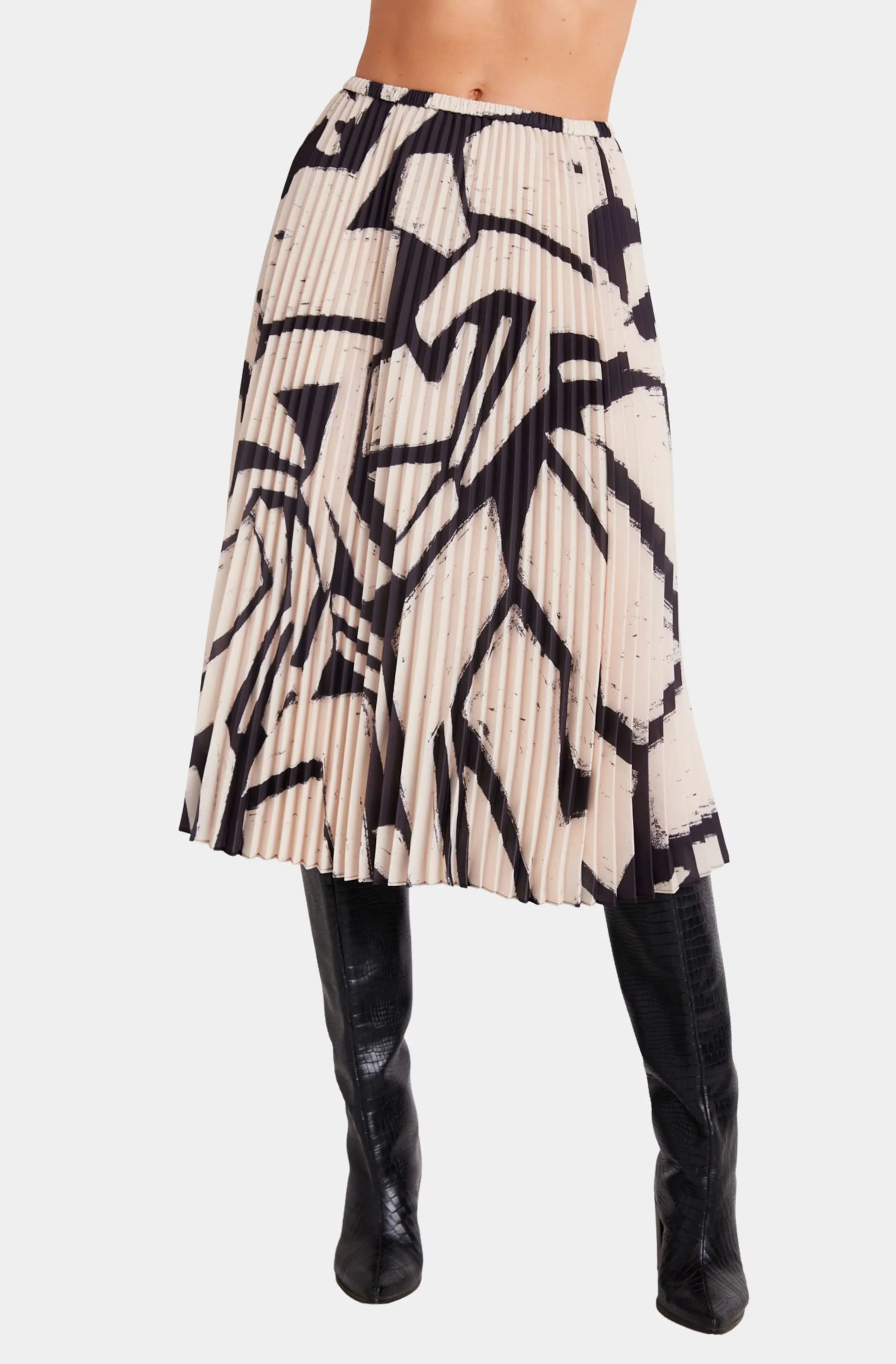 Knife Pleat Midi Skirt