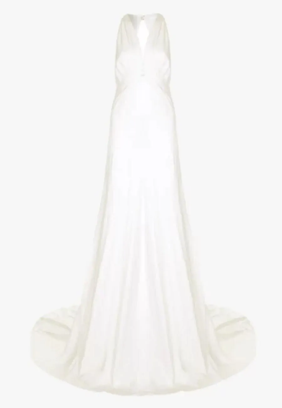 Lilly Cut-out Shirred Satin Wedding Gown