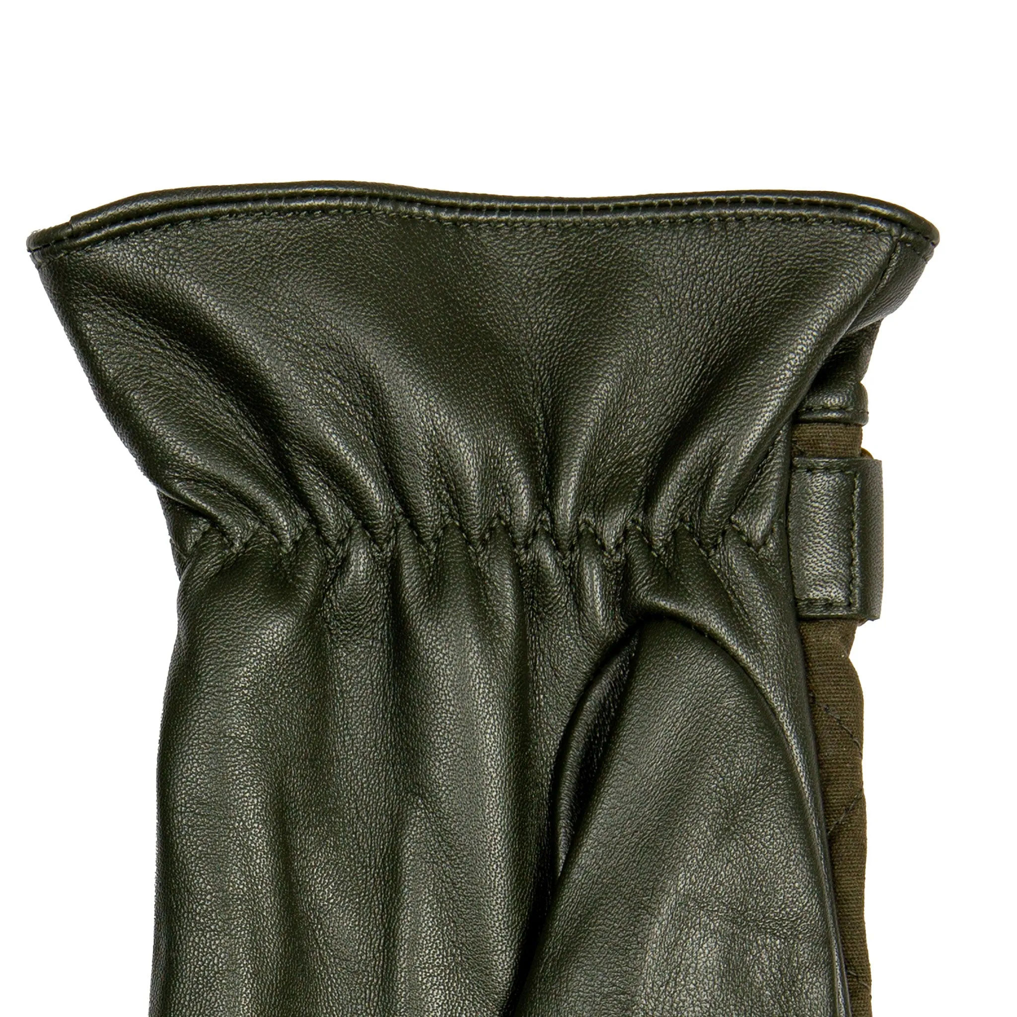 Men's Touchscreen Water-Resistant Lined Leather Gloves with Waxed Cotton Quilting