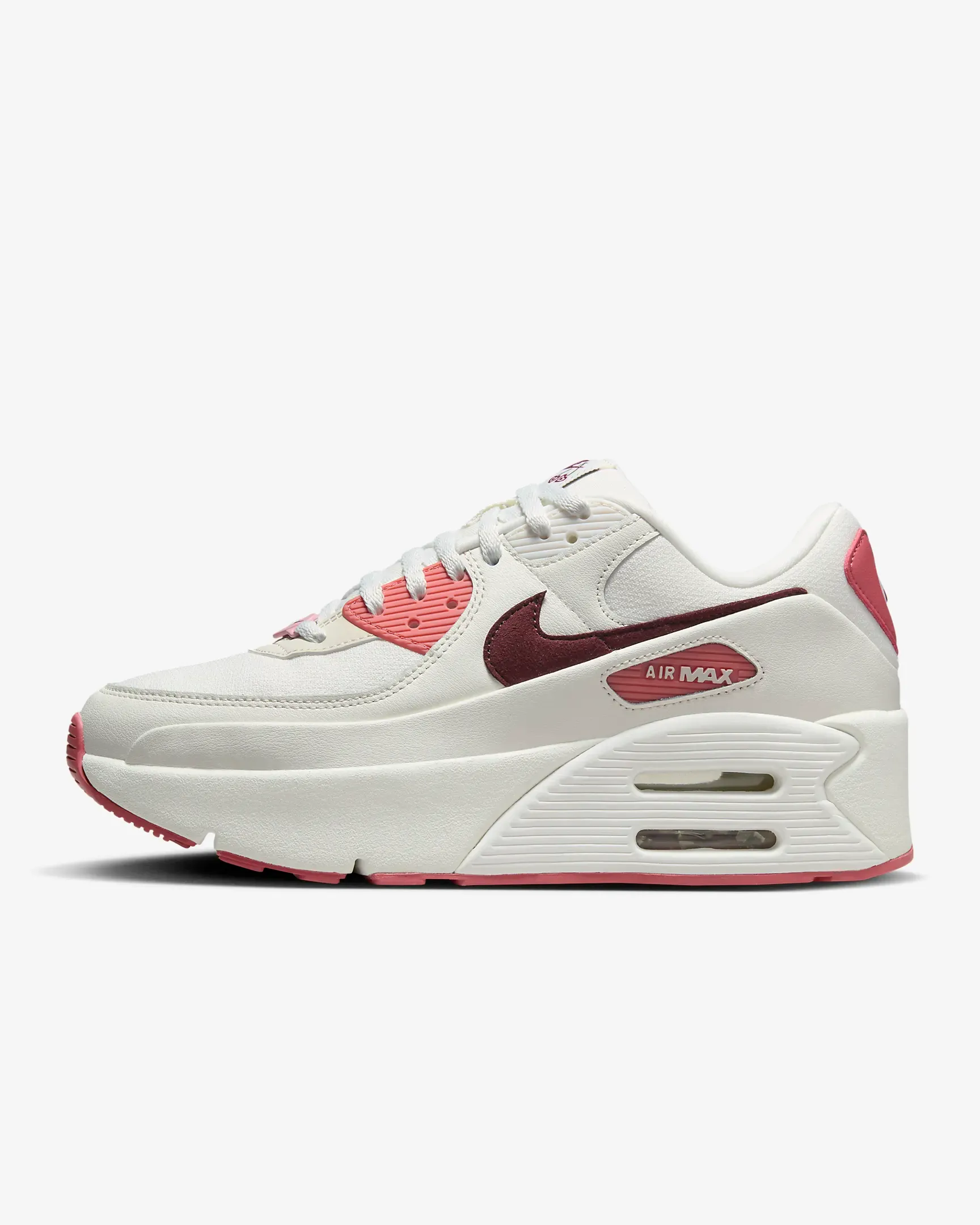 Nike Women's Air Max 90 LV8 SE Shoes - Sail / Adobe / Medium Soft Pink / Dark Team Red
