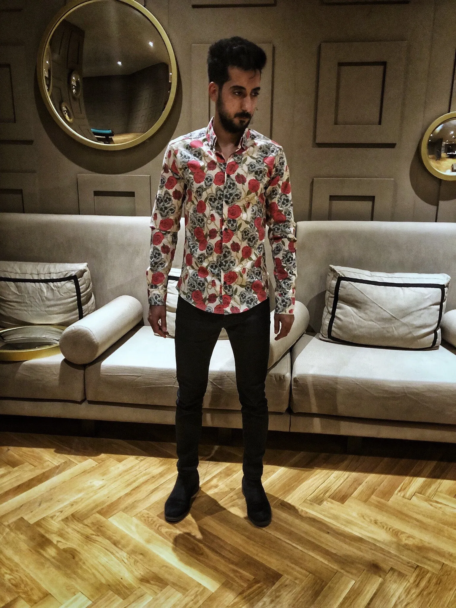 Rose Skulls Printed Shirt OT5 Streetwear Shirt