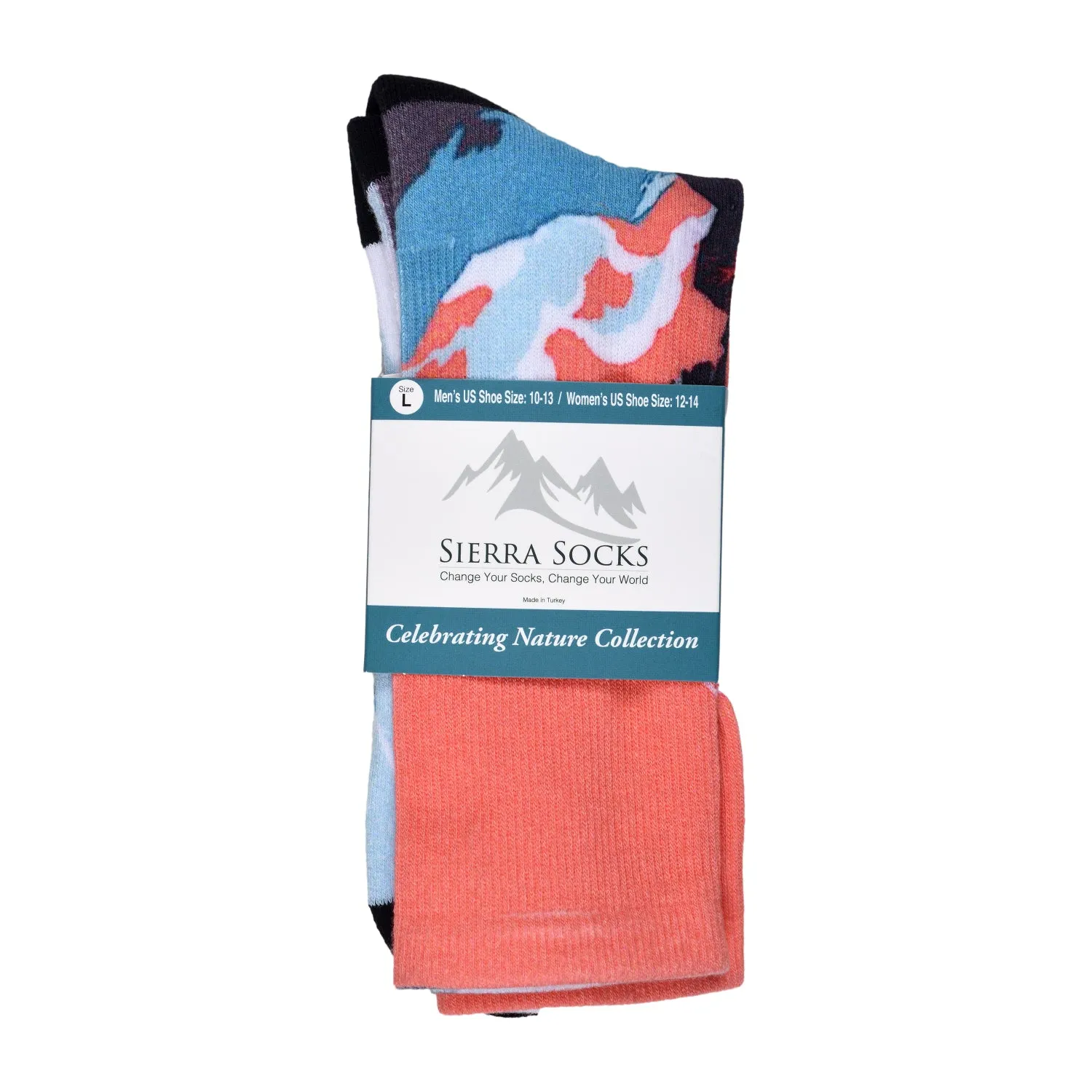 Sierra Socks Alpine Racer Pattern CoolMax Socks, Nature Collection for Men & Women Eco-Friendly Colorful Crew Socks