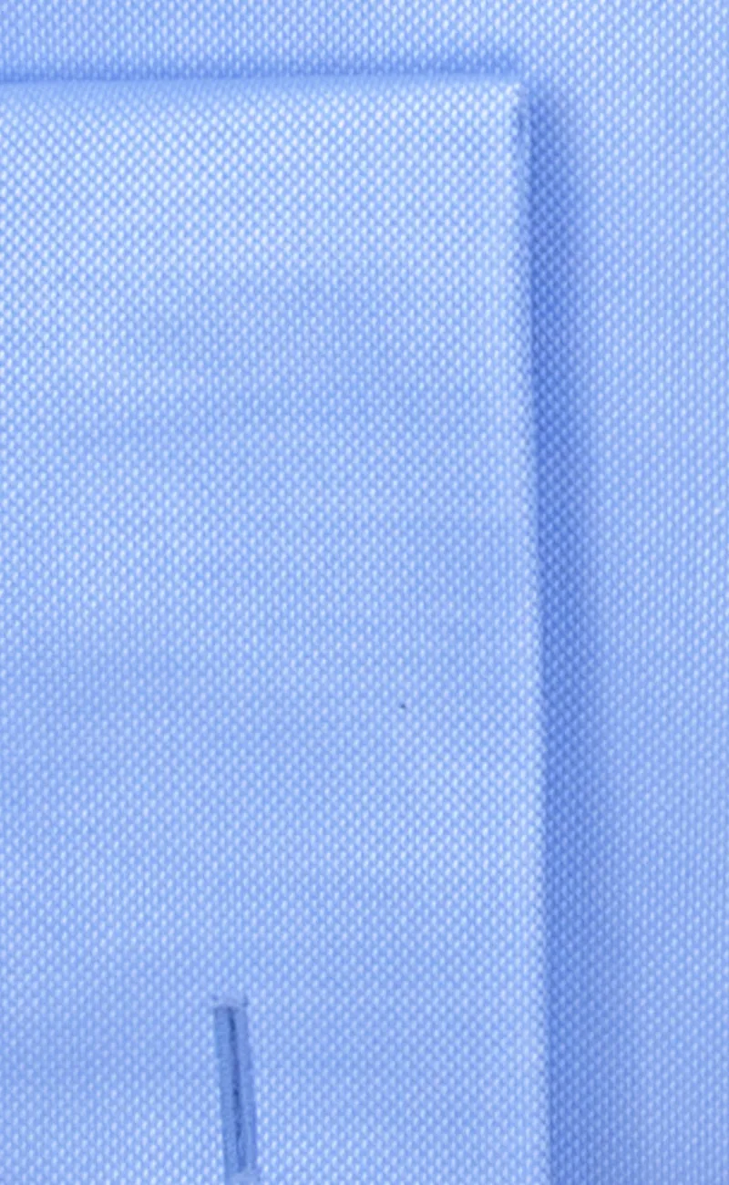 Tailored Fit Blue Solid Royal Oxford English Spread Collar French Cuff Supima® Cotton Non-Iron Dress Shirt