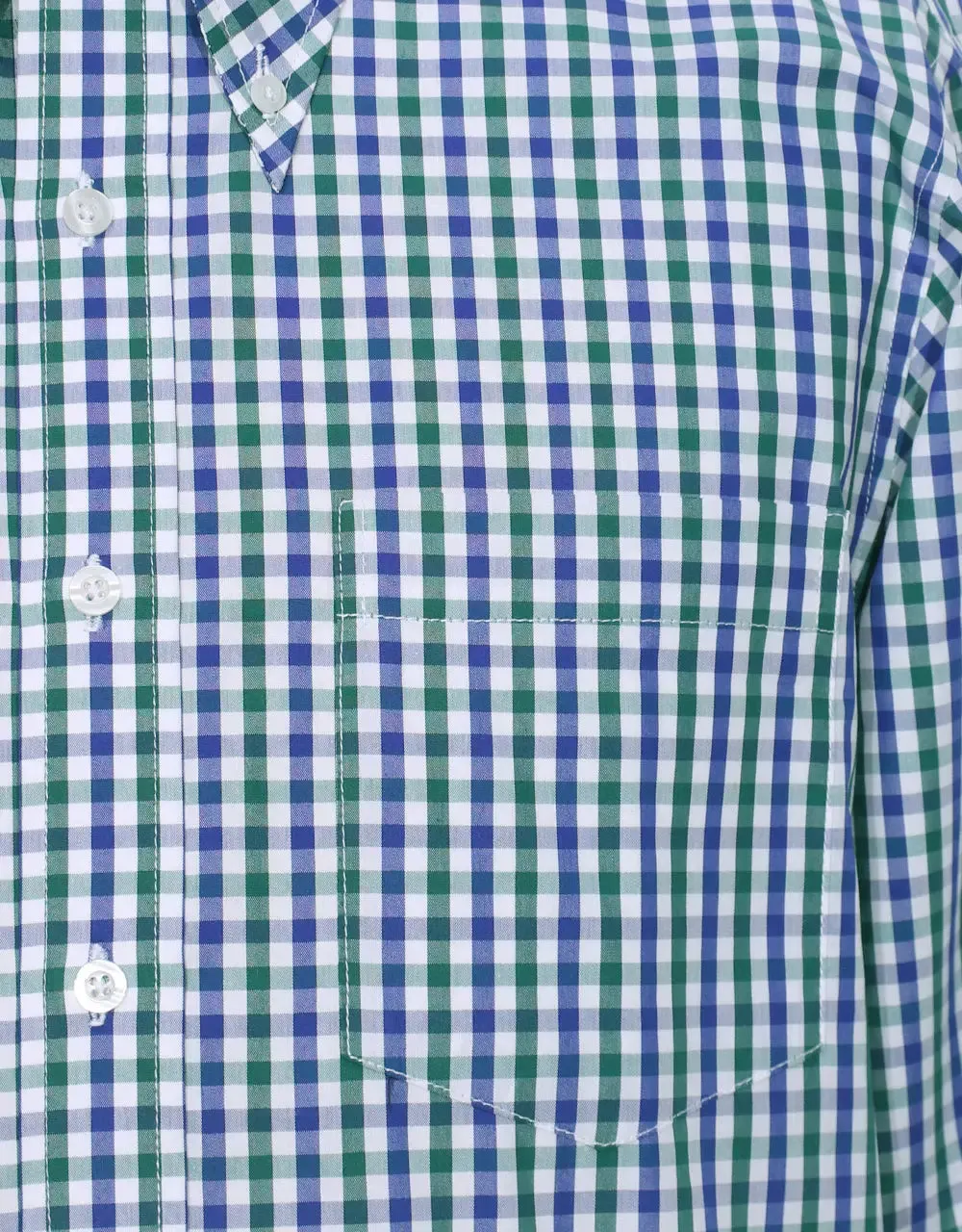 This Shirt Only - Green and Navy Blue Gingham Check Shirt Size M